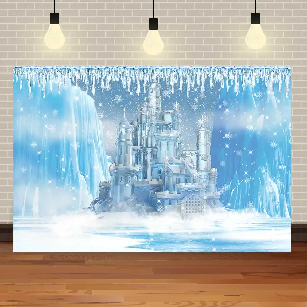 

Рождественский Снежный горы ледяной замок ледник Рождественская елка Подарок Баннер для вечерние фон для фотосъемки