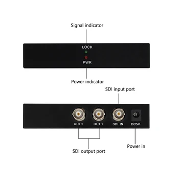 

2 Port SDI Splitter 1x2 3G-SDI HD-SDI SD-SD Converter Support Full HD 1080P Free Shipping