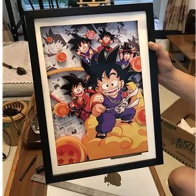1" Dragon Ball Z сын Goku vegeta 3D Stereograph ручной работы декоративная живопись подарок Бумага галерея фигурку Ящик для игрушек 32 см V513