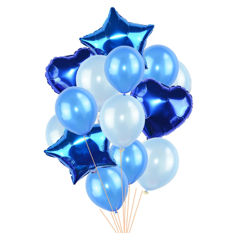 Blue set 6 14 шт. латексные алюминиевые конфетти из фольги Воздушные шары День Святого Валентина украшения воздуха Свадебные Беби Шауэр детский баллоны Вечерние - Цвет: Blue set 6