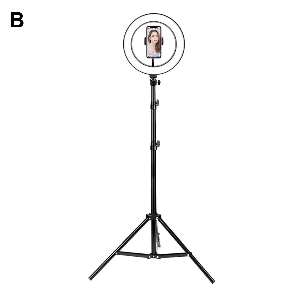 Универсальный круглый светодиодный светильник с кольцом для селфи-штатива - Цвет: B