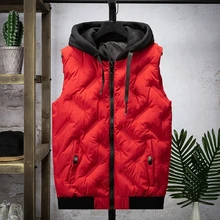 Новинка, мужские куртки без рукавов, жилет на молнии, зимний мужской теплый однотонный утепленный жилет в стиле Харадзюку, высокое качество, Топ