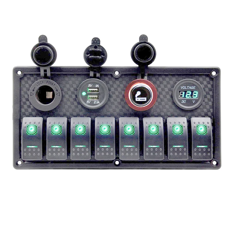 8/5 банда ВКЛ-ВЫКЛ тумблер панель 12V~ 24V+ двойной USB разъем зарядное устройство светодиодный вольтметр+ розетка для лодки морской RV грузовик автомобиль