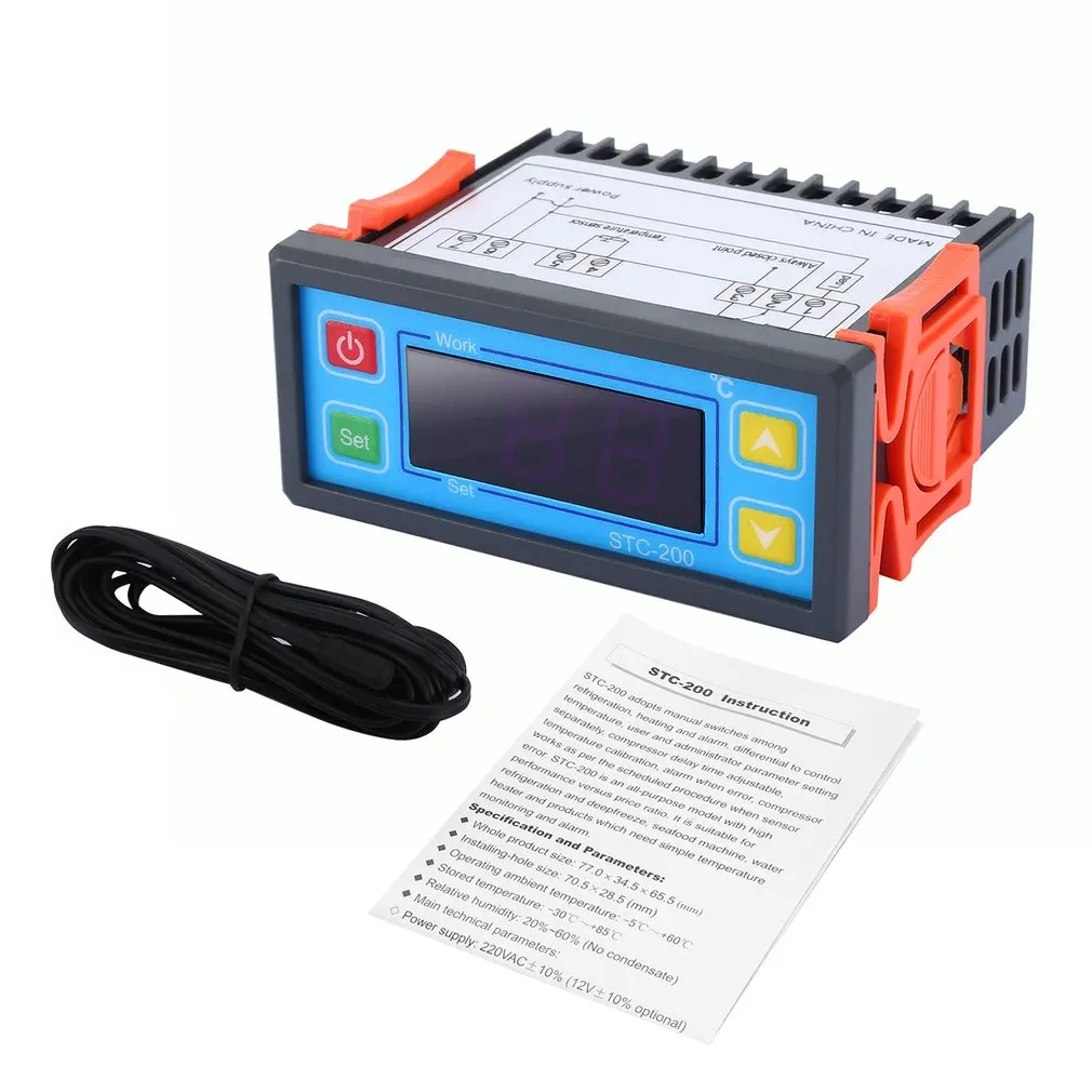 STC-200+ Digital Control Temperature Microcomputer Thermostat Switch Regulator Adjustable Thermometer Thermoregulator