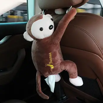 

Car Tissue Box Animal Monkey Hanging Paper Napkin Box Cover Holder Paper Organizer Tissue Boxes Auto Accessories