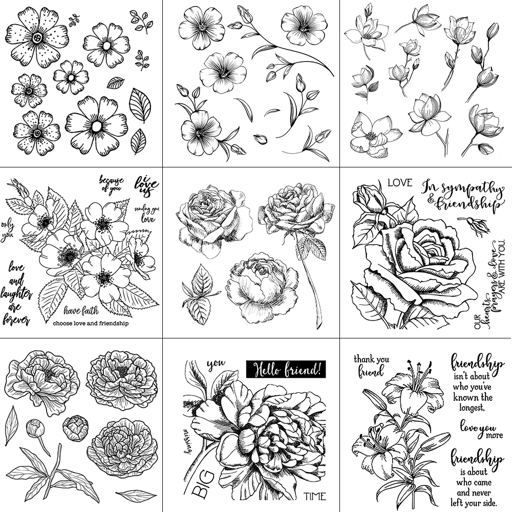 

AZSG Various Beautiful Flowers Collection Clear Stamps For DIY Scrapbooking/Card Making/Album Decorative Silicone Stamp Crafts