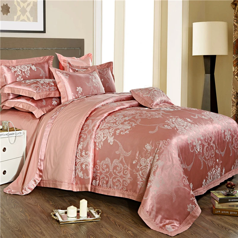 NO.4 4/6 шт., роскошный комплект постельного белья с золотой вышивкой, хлопок+ шелк, роскошный сатиновый хлопковый пододеяльник, простыня, наволочки, размер King queen - Цвет: NO.4