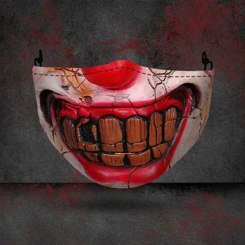 

2 Pcs Funny Joker Mask Helloween Cosplay PM2.5 Filter Horrible Clown 3D Printed FaceMask Fashion Party Reusable Masquerade Mouth