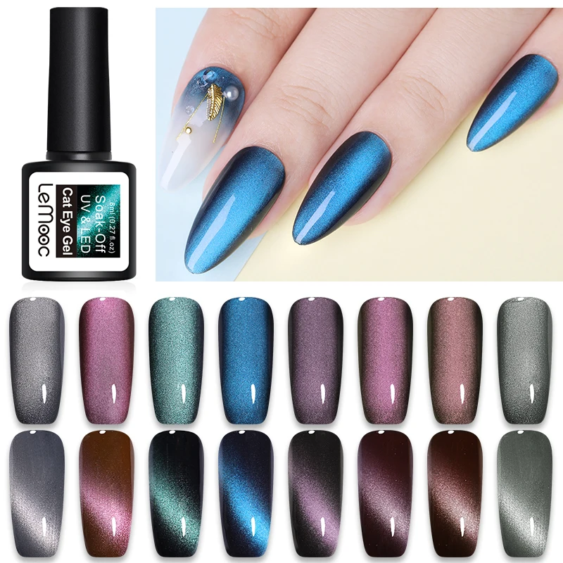

LEMOOC 8ML Magnetic 5D Cat Eye UV Gel Nail Polish Magnet Laser Soak Off UV Gel Nail Art Varnish Starry Sky Effect Nail Lacquer