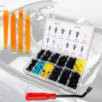 

555Pcs Car Door Panel Fastening Rivets Bumper Trim Molding Clips Set Car Push Pin Rivet Bumper