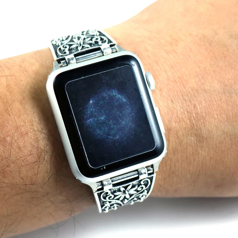 Винтаж цепи бретель со стразами для наручных часов Apple watch, версии 44 мм 40 мм женственный универсальный браслет для наручных часов iWatch серии 4/3/2/1, 42 мм, 38 мм