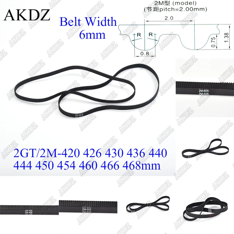 

2MGT 2M 2GT Synchronous Timing belt Pitch length 420 426 430 436 440 444 450 454 460 466 468 width 6mm Rubber closed