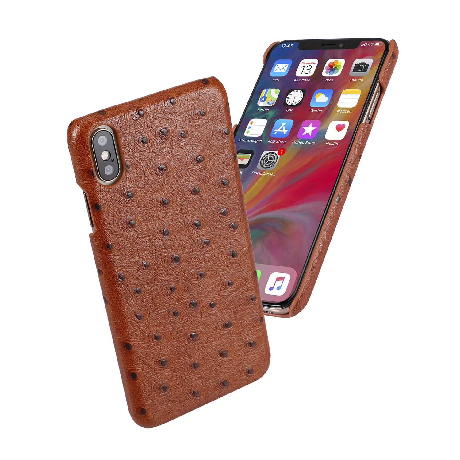 Новинка для iPhone 7 8 Plus X XR XS MAX настоящая воловья задняя крышка из натуральной кожи коровья кожа чехол для телефона страусиное зерно
