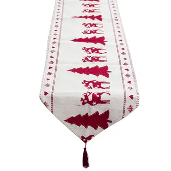 

Cotton Christmas Table Flags Decorations Embroidered Christmas Tree ELK Snowman Desktop Decoration Table Cloth Navidad