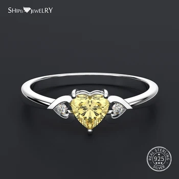 

Shipei 100% 925 Sterling Silver Heart Ring Fine Jewelry White Gold Sapphire Heart Engagement Ring for Women Anniversary Gift