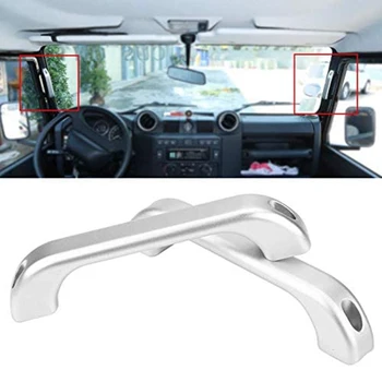 

2Pcs Car Interior Chrome Aluminum Alloy Grab Door Handle Cover Trim for Land Rover Defender 110 90 2007-2016