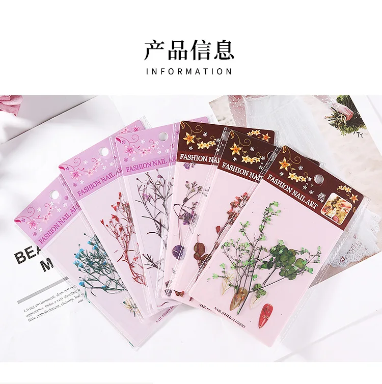 1 Bag 3D Nail Decoration Natural Dried Flowers Nail Art Decorations Colorful Floral Leaf Stickers Polish Manicure Accessories