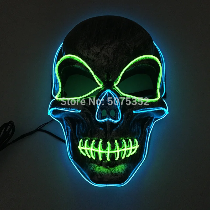 Маска для всего лица светодиодная Маска Косплей гримаса тушь EL Wire ужас Клоун Маска Джокер маска для Хэллоуина Пасхальный карнавал Декор