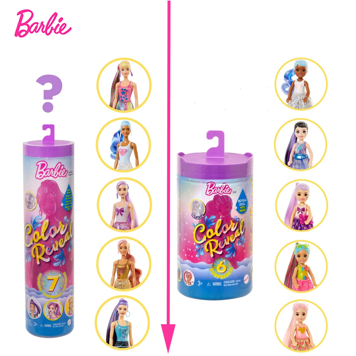 Barbie Color Reveal Doll Shimmer Series Temperature Sensing Discoloration Surprises Blind Box Toy Girl Kids Birthday Gift GWC55