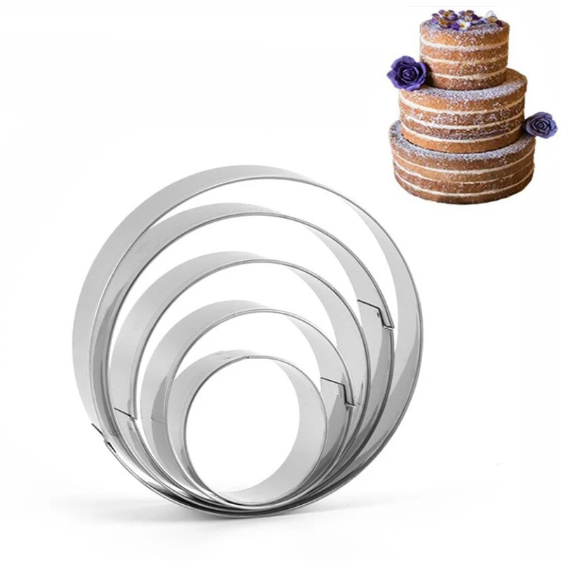 5PCS Stainless Steel Cake Ring Mold Cookie Mousse Cutter DIY Wedding Tools
