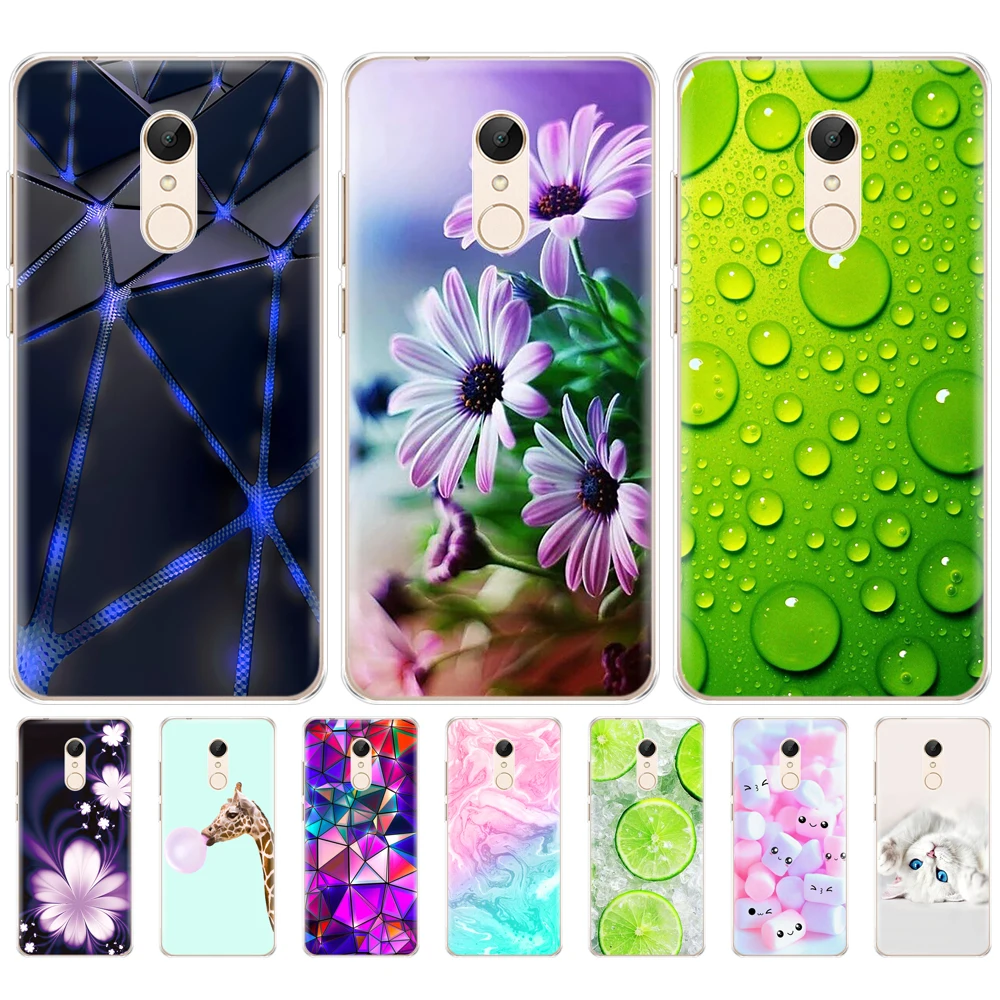 Funda de silicona para xiaomi Redmi 5 Plus, carcasa de 5,99 pulgadas para xiaomi Redmi 5, 5,7 pulgadas, hongmi 5 Plus, carcasas de teléfonos transparentes con flores