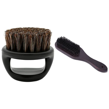 

1 Pcs Ring Design Horse Bristle Men Shaving Brush with Fade Brush Comb Scissors Cleaning Brushes