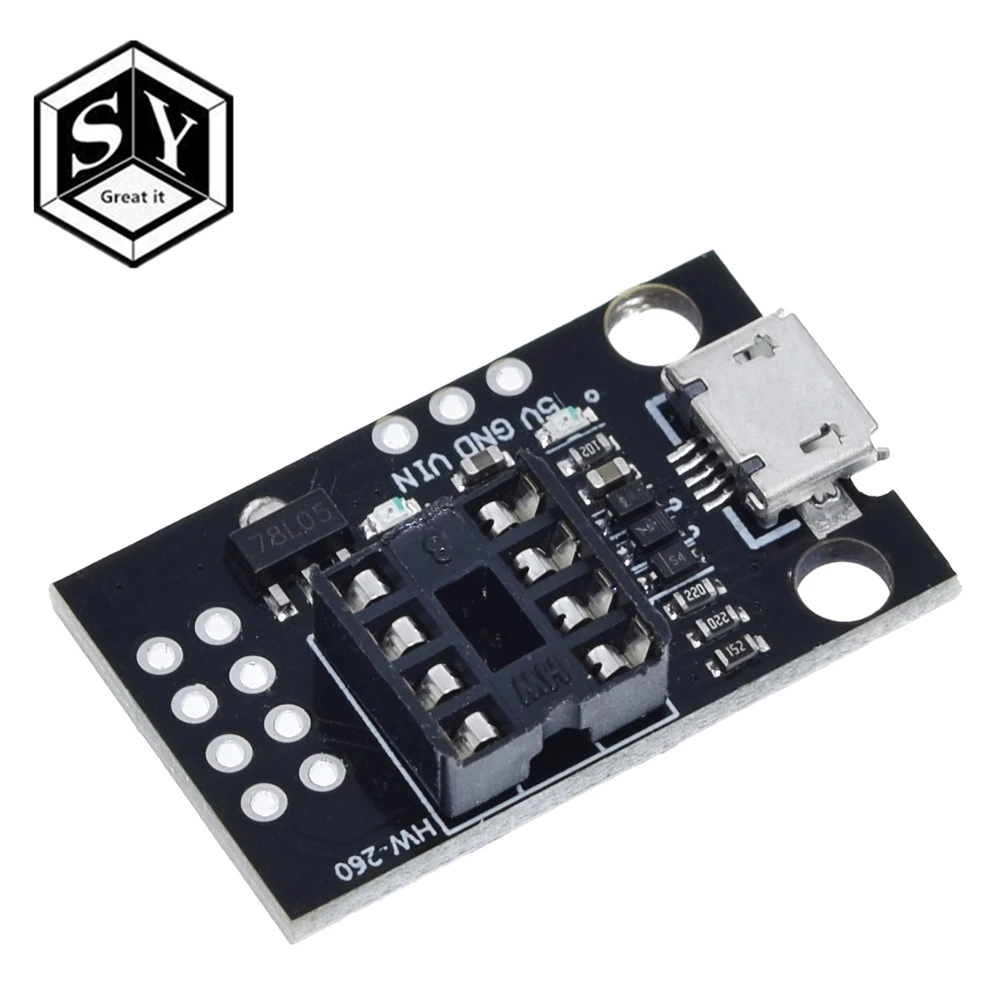 Макетная плата Great IT для ATtiny13A/ATtiny25/ATtiny45/ATtiny85 программатор разъем питания Micro Usb 1