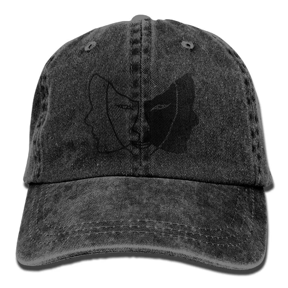 Черная и белая джинсовая кепка Близнецы Регулируемая унисекс низкая бейсболка