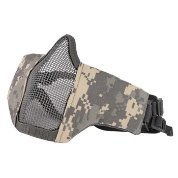 

Outdoor Cycling Half Mask Lower Face Metal Steel Net Mesh Mask Hunting Cycling Tactical Protective Half Face Mask new1