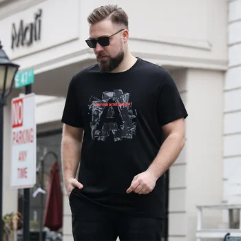 

Loose Black Stylish Casual T Shirt Men Cotton Oversized Letter Printed Short Sleeve Streetwear Plus Size Clothing New KK60DX