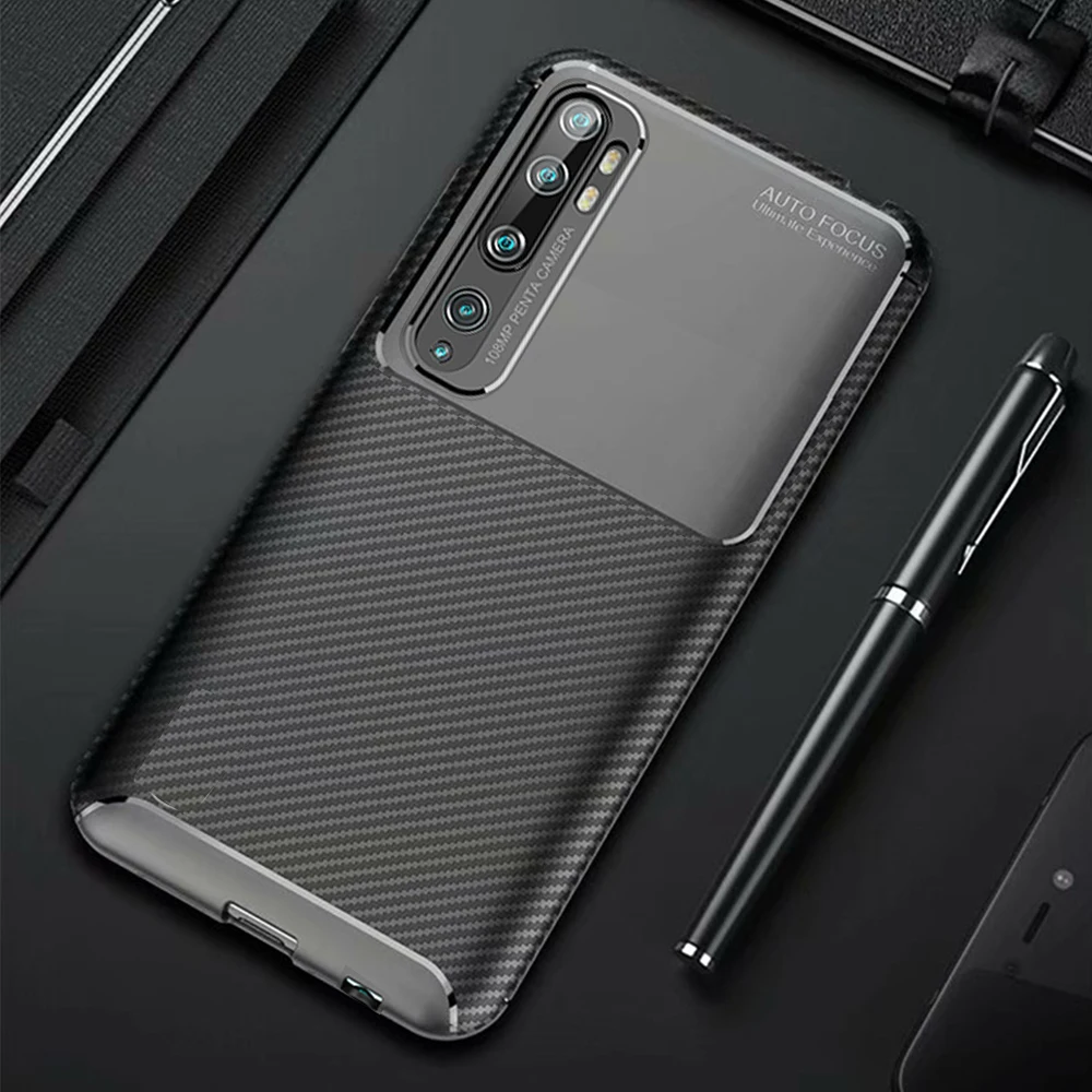 Чехол для телефона для Xiaomi mi Note 10 Pro для mi CC9 Pro Note10 Pro Global Cc9Pro углеродное волокно силиконовый чехол мягкий гибкий бампер - Цвет: Черный