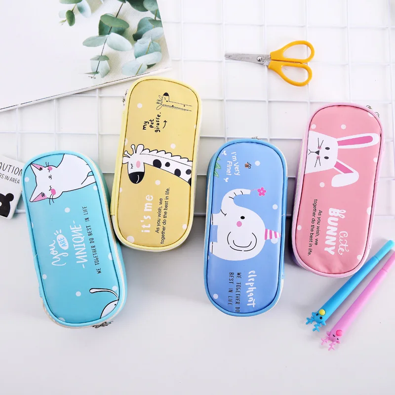 Estuche escolar niñas y estuche de lápices de gato, unicornio, de PU, grande, para bolígrafos, bolsa, suministros de papelería - AliExpress