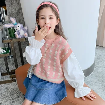 

Baby Girls Lovely Sweater Autumn Winter Kids Warm Thicken Cotton Base Tops 3-14y Kids Casual Soft Sweater Knitwear Pullovers