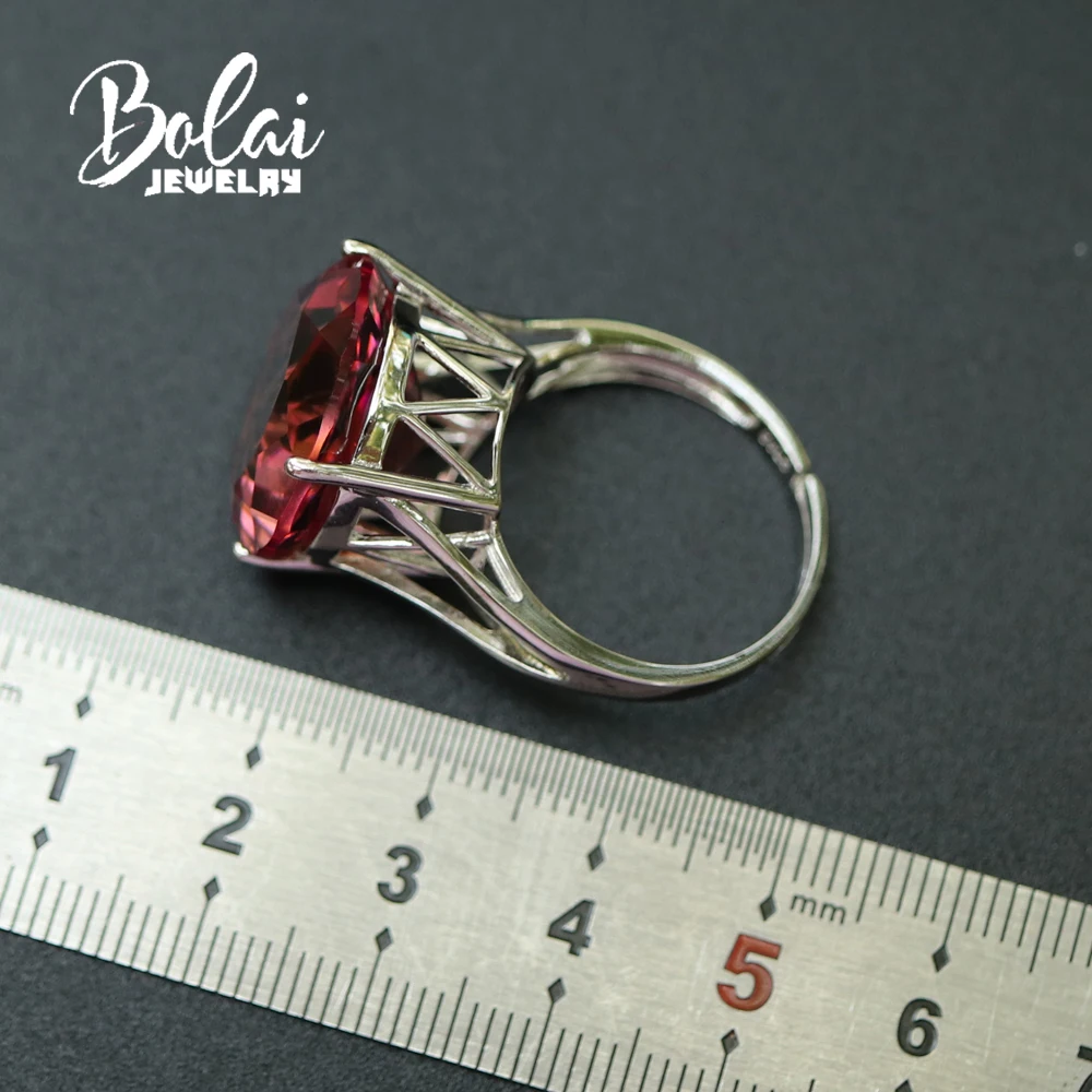 Bolai, кольцо с большим зултанитом, 925 пробы, серебряное, созданное, изменение цвета, драгоценный камень, Круглый, 18 мм, элегантный дизайн, рождественский подарок для женщин