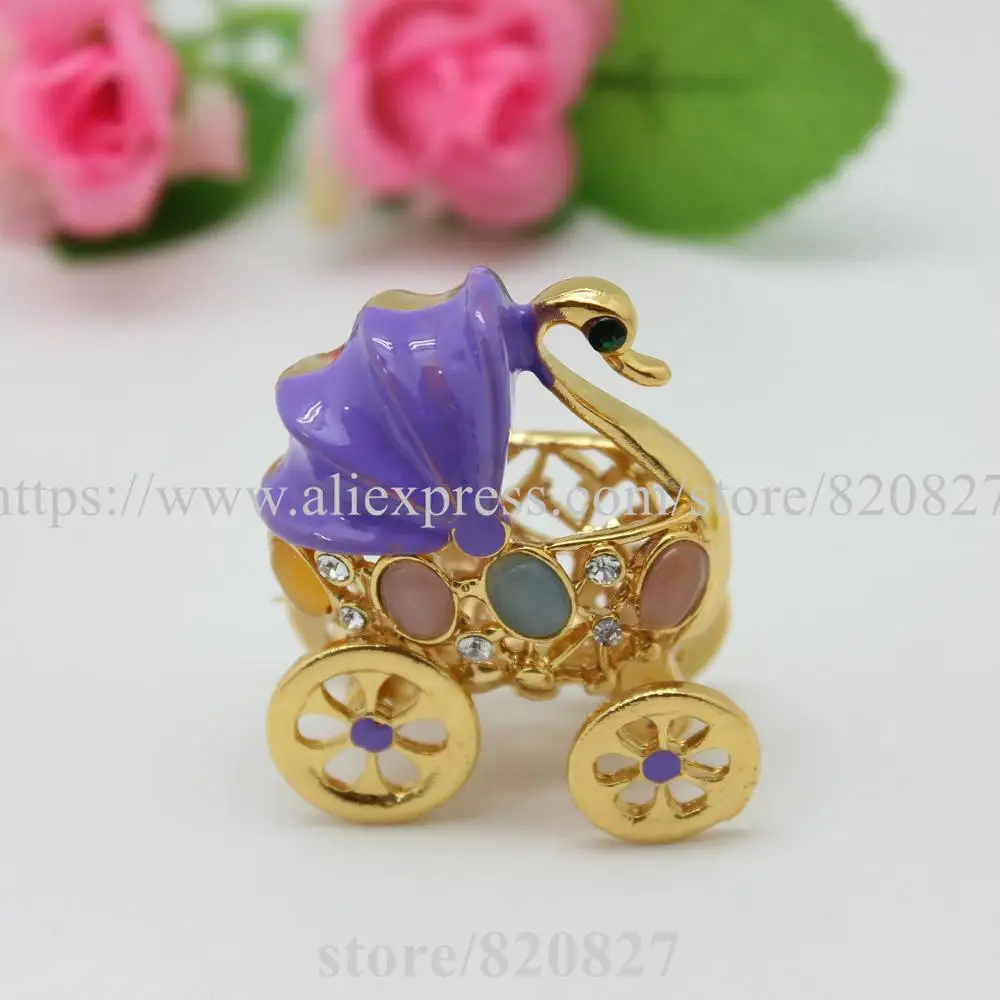 Mini Vintage Baby Carriage Hinged Trinket Box Beautiful Baby Swan Stroller Jewelry Gift Trinket Box Pill Box Color Random