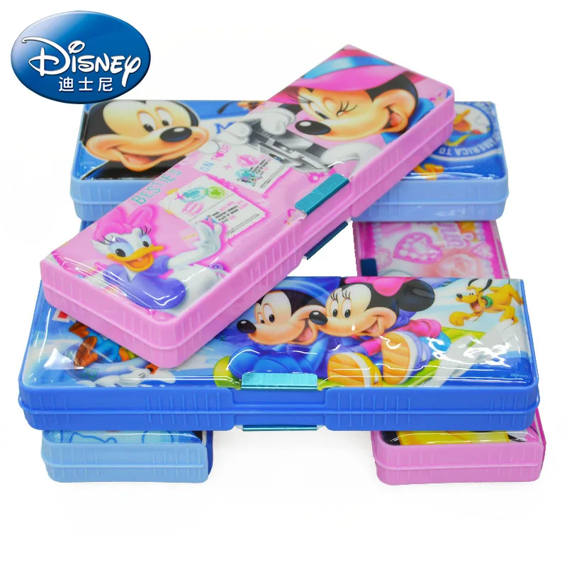 

Double Layer Plastic Students Stationery Box Students Multi-functional Pencil Case Children Harness Class Schedule Gift