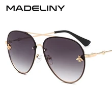 MADELINY Mujer овальные негабаритные солнцезащитные очки для женщин без оправы пчелы металлическая оправа океанские линзы солнцезащитные очки винтажные очки UV400 MA075
