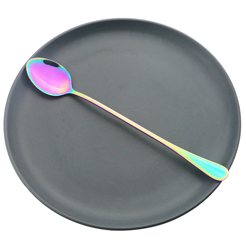 Juice Coffee Stirring Cutlery Set Colorful Teaspoon Ice Cream Long Handle Scoop Tableware Set