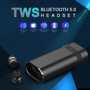 

SL074-2 Bluetooth 5.0 ears TWS headset Metal machine charging compartment 40/2000mah Realtek solution