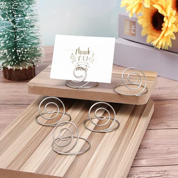 

5 PCs Cool Wedding Party Desktop Decoration Place Card Holder Romantic Ring Shape Photo Clip Table Number Stand Home Decor