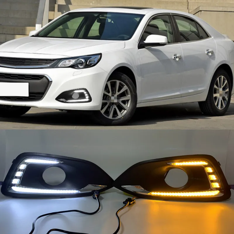 

2 шт. для Chevrolet Chevy Malibu 2016-2018 DRL с поворотным сигналом, дневной ходовой светильник, противотуманная фара, Дневной светильник, Стайлинг автомобиля