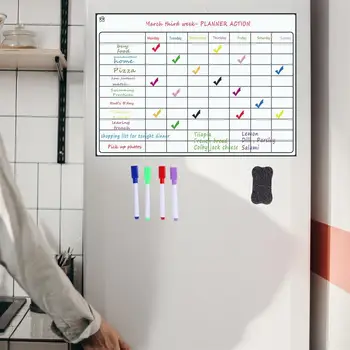 

A3 Weekly Planner Magnetic Whiteboard Monthly Plan Sticker Fridge Magnet Flexible Daily Message Drawing Bulletin Dry Erase Board