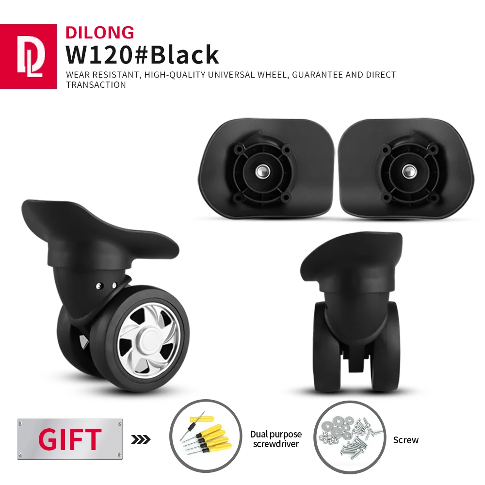 DILONG W120 Trolley case universal wheels original accessories travel consignment boxes replacement rubber wear-resistant wheel