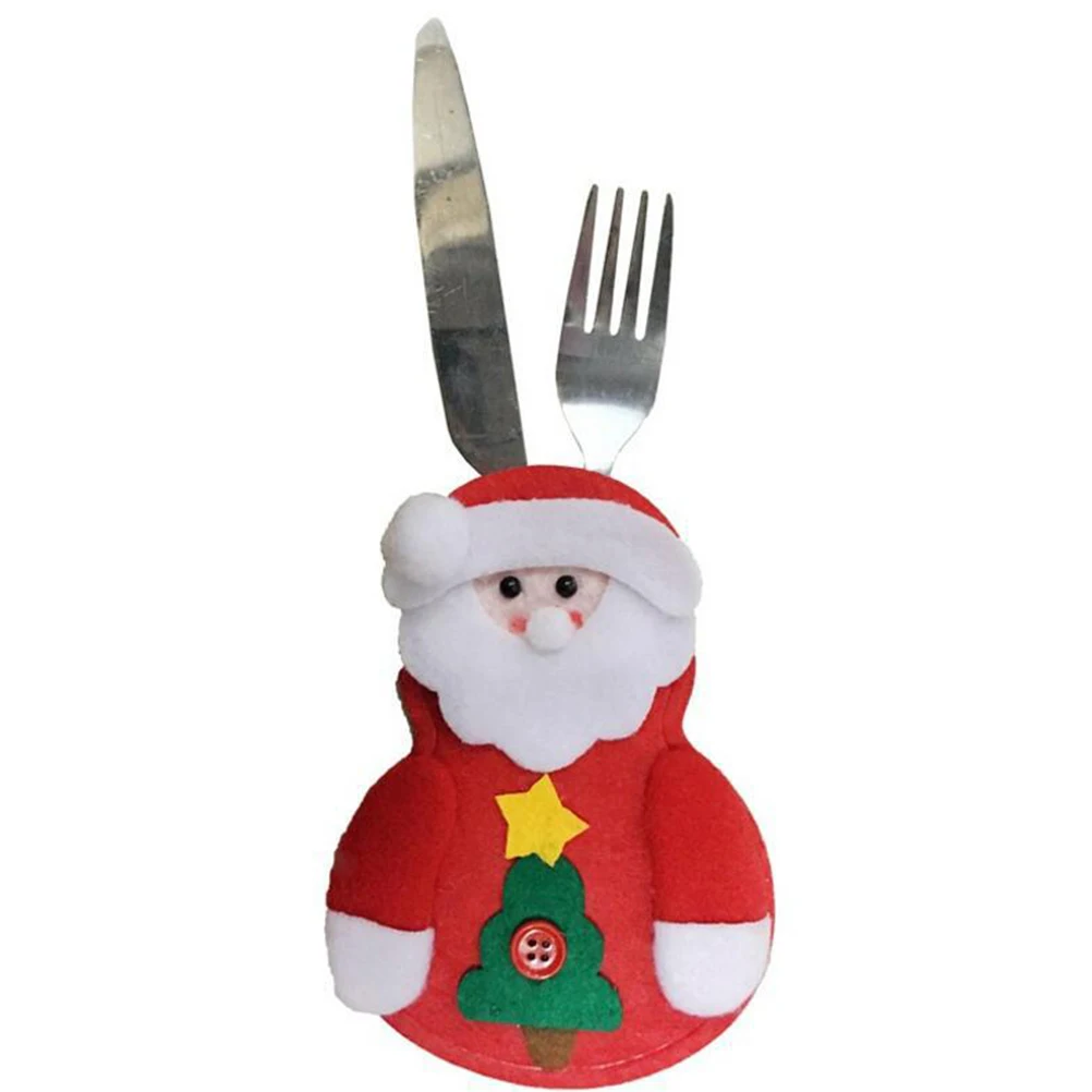 

1pc Christmas Knife Fork Bag Pocket Santa Claus Shape Tableware Holder Without Cutters Xmas Decorations For Home Party Favors