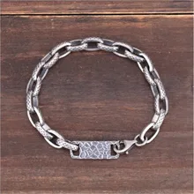 Мужской браслет с пряжкой, индивидуальное Серебро S925 пробы, тайское серебро, модный мужской простой серебряный браслет, стиль