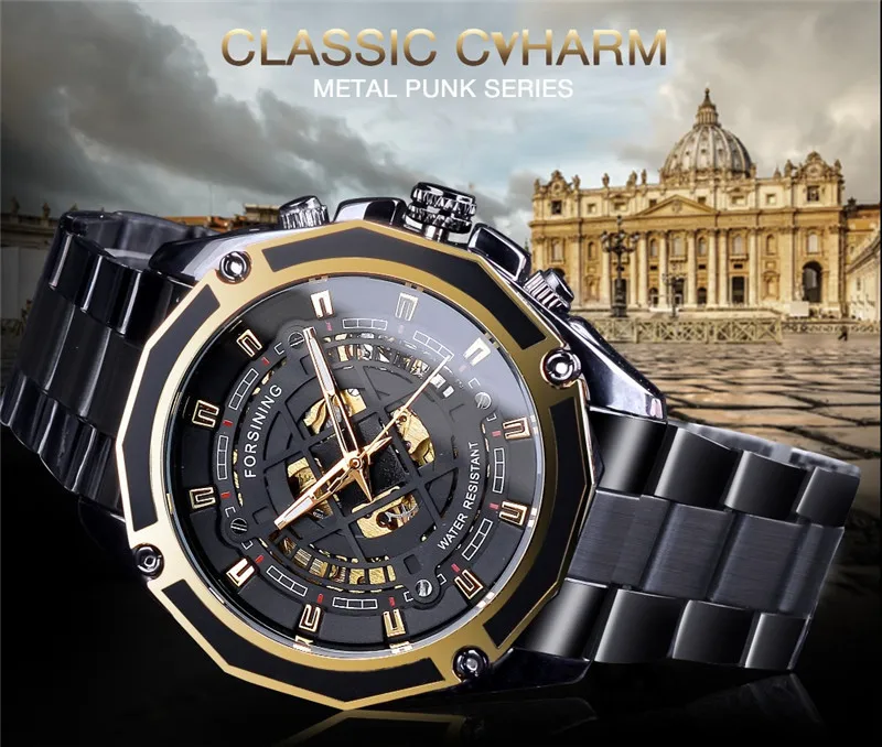 

Forsining Europe And America Style Fashion Casual Hollow out Mechanical Movement Waterproof Automatic Machine Watch