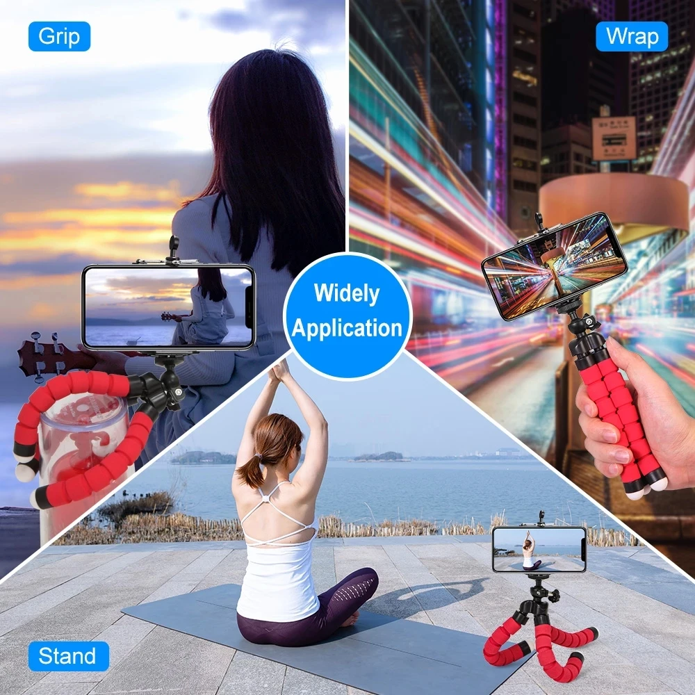 lovebay Mobile Phone Holder Compatible Tripod Flexible Octopus Bracket  Portable Selfie Universal Outdoor Travel Take Pictures mobile phone stands for vehicle