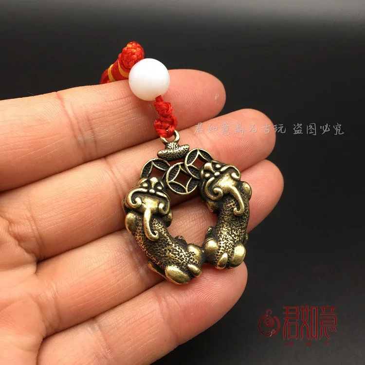 Карманный Твердый латунный Yuanbao норковый креативный кулон
