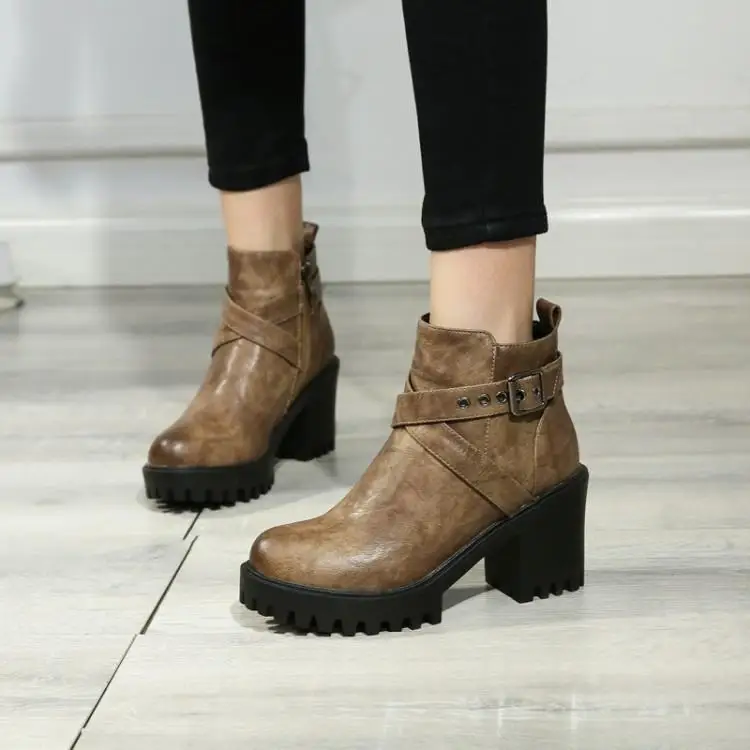 

Fashion Boots Spring Women Ankle For Chelsea Platform High Heel Black Botines Mujer 2019 Brown Shoes Womens Size 10 42 Ladies