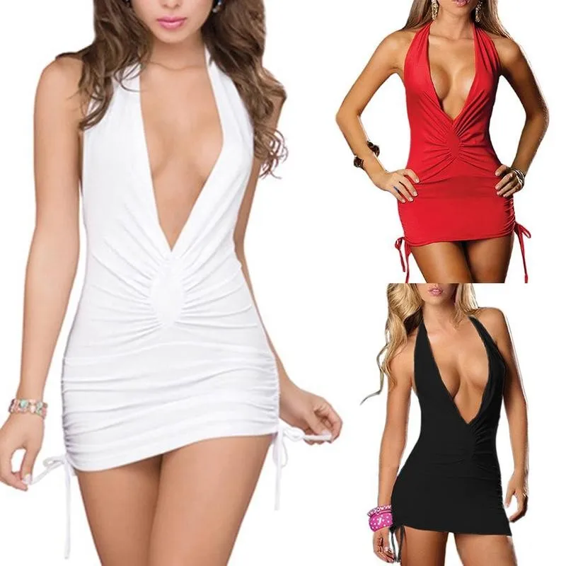 Deep V-neck Hollow Out Low-cut Sexy Dress Mini Dress For Women Sexy Skinny Bodycon Bandage Sling Dress Hot Party Sexy Outfit dress shops